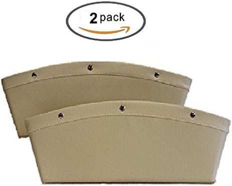 Mig Att Car Pocket Organizer, Universal Seat Console Gap Filler, Premium PU Leather, Automobile Pocket Organizer Drop Caddy Catcher, Storage Interior Car Accessories (2 Pack Set) (Beige)