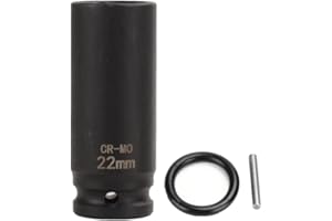 FLZOSPER 1/2 Inch Drive x 22 mm Deep 6-Point Impact Socket，42 CR-MO