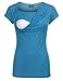 Milk Nursingwear Cowl Neck Nursing Top in Short Sleeves-L-Blue