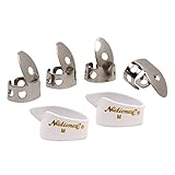 National NP1-7W Thumb & Finger Pick Pack - Stainless Steel/White - Medium