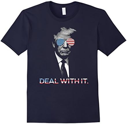 Men's Donald Trump Deal With It T-shirt Premium Tee  Large Navy