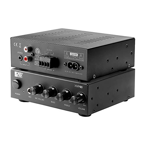 OSD 60W Compact Stereo Amplifier, 1/4" Mic Input, Treble & Bass Control