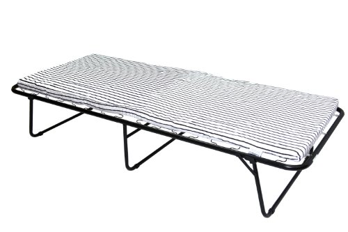 Home Source Industries, 223 Cot Bed, Folding Bed with Mattress, Black and White, L 75" W 31" x H 13"