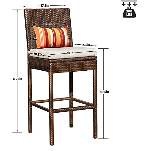 Sundale Outdoor Bar Stools 30 Inch Seat Height Set of 2, Patio Wicker