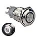 Ulincos® Momentary Push Button Switch U16F1 1NO1NC Silver Stainless Steel Shell with 12V White LED Ring Suitable for 16mm 5/8