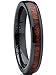 Womens Black Ceramic Dome Wedding Band Ring with Real Koa Wood Inlay 4mm, Comfort Fit