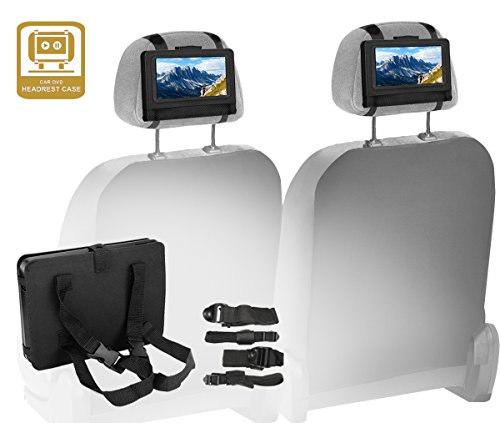 Koramzi Portable 7" Dual Screen DVD Player with Rechargeable Battery/AC Adapter/USB &SD Card Reader/Remote Control/Car Adapter/IR Transmitter Ready/USB/Headrest Mounting Kit/Stereo Earbuds-PDVD-DS7