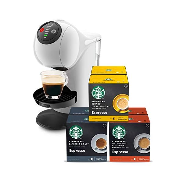 NESCAFÉ Dolce Gusto Krups KP2401 Genio S Kapselmaschine, Weiß + STARBUCKS by Kaffeekapseln Probierset, 72 Kapseln in 3…