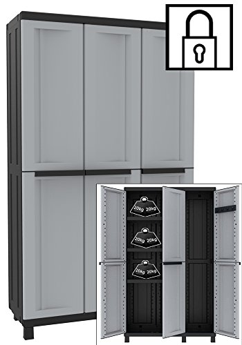 Terry, Twist Black 102a, Multifunktionsschrank mit drei Türen, 2 getrennte Innenräumen, 3 Einlegeböden, für innen und… – Bild 5