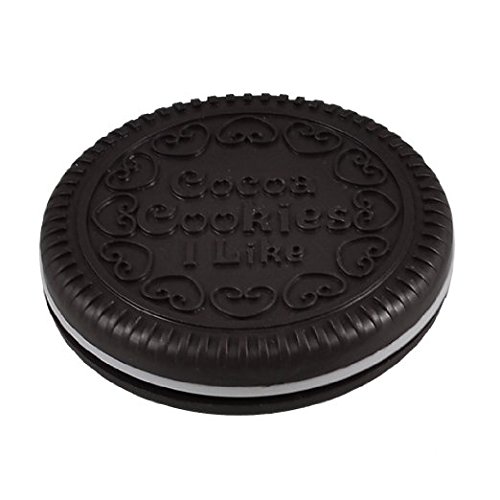 Ladies Dark Brown Plastic Chocolate Foldable Make Up Mirror Beauty Tool w Comb