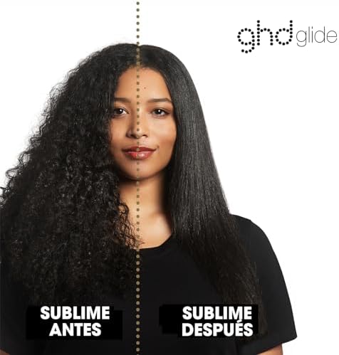 Ghd glide - escova de cabelo térmica para um acabamento liso natural sem esforço, suaviza e elimina o frizz, cerdas de cerâmica, temperatura ideal de modelagem 185ºc, tecnologia iônica, preto