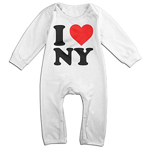 Baby Infant Romper I Love NY New York Long Sleeve Jumpsuit Costume White 6 M