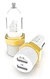Foxx 3.1A Dual USB Super Fast Car Charger, 2 Port Intelligent Output for Charging Apple and Android Devices (White)