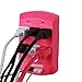 Surge Protector, Electronics Charging Station, 6 Outlet 2 USB Port Wall Adapter with Safety Indicator Lights -Pink- by Office + Style