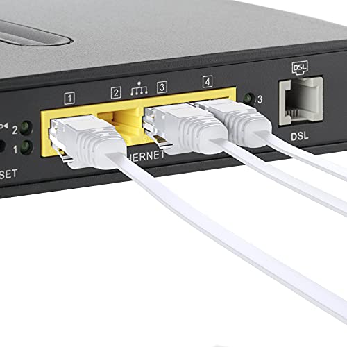 Mr. Tronic 10m Cat 6 Ethernet Cable, Flat LAN Network Cable with RJ45 Connectors for Fast & Reliable Internet - Cat6 with AWG24 Connection | UTP CCA Internet (10 Meters, White)