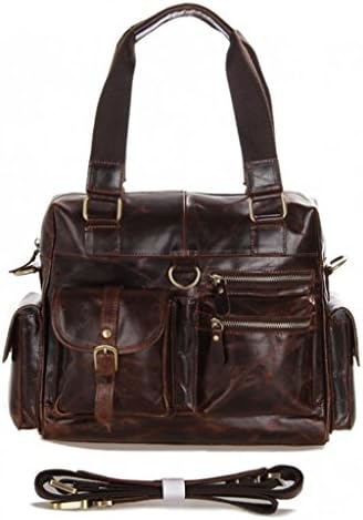 Full Grain Leather Womens Shoulder Tote Bag Travel Handbag Brown Large