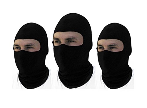 3 Pack -Thin Cotton Spandex Motorcycle Balaclava Face Mask, Premium Quality, Helmet Liner, Ski Mask, Dust Mask, Black Tactical Balaclava