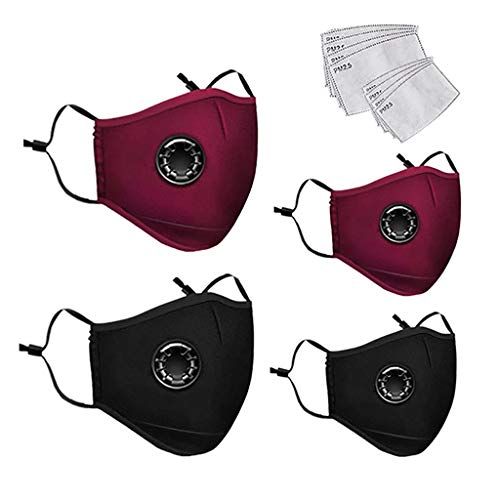 Fueyou 2+2 Kid Adult + 8 F_ilters Family Cloth Covering Face Bandana Mouth Scarf Reusable Insert Washable Adjustable