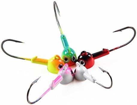 Fishing Round Head Jig Hooks,Lead Head Jigs Kit Assorted Color Saltwater Freshwater - set of 15pcs 0.49oz
