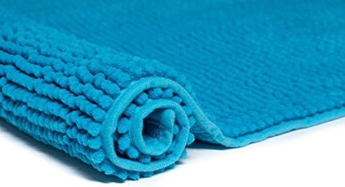 Klickpick Designs Bath Mats Super soft Bath Mat Chenille Bath Rugs Microfiber shaggy Bathroom mat Non Slip Bathroom Rug High Absorbent Bath Rug with Non Skid Backing- Turquoise,20x32 Inches