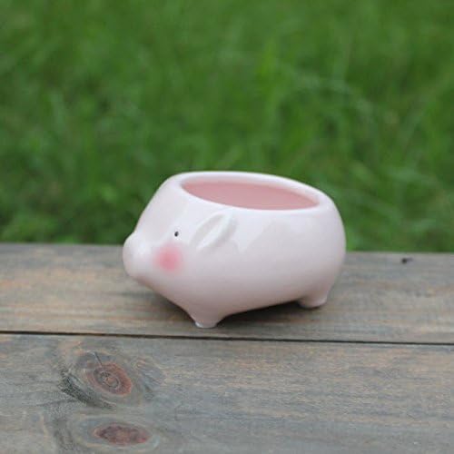 Enkel Decorative Pink Baby Pig Ceramic Flower Succulent Planter Pot Perfect For Home And Office, Cute Animal Series, Small