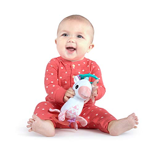 Bright Starts Unicorn Sparkle & Shine Plush Take-Along Stroller or Carrier Toy, Ages 0 Month+, Pink