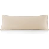 Leeden 100% Cotton Body Pillow Cover, 800 Thread Count 21x54 Soft Breathable Long Body Pillow Pillowcase for Adults Pregnant Women, Envelope Closure, Beige