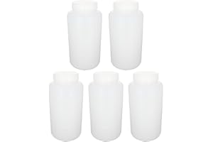Auniwaig 5PCS 1000ml Plastic Lab Chemical Reagent Bottle,Wide Mouth Sample Sealing Liquid Storage Container for Solid,Powder,