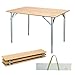 ATEPA Bamboo Folding Table with Carrying Bag, 4-Fold Heavy Duty Adjustable Height Aluminum Camping Table, Compact Lightweight Portable Outdoor Picnic Table, 31.5 × 23.6× 17-25.6 Inches, 11.5Lbs