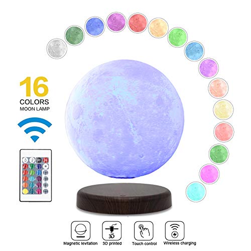 LEVILUNA 7.1'' /16 Colors Magnetic Levitating Moon lamp, 3D Seamless Printed &Touch Control, Magic Night Light, Creative Gifts for him, Best Business for Your Customer (7.1''/16colors)