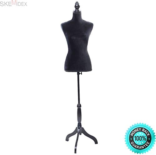 SKEMIDEX---New Premium Female Women Mannequin Torso Body Dress Dressmaker Form Fashion Display W/ Wooden Tripod Stand, Perfect for Any Boutique Shop, Clothing Retail Store