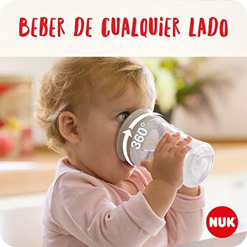 Copo de aprendizagem para bebês nuk magic cup | +8 meses | 230ml | aro à prova de derramamento de 360° para beber de qualquer lado | à prova de vazamentos | sem bpa e lavável | leão (azul) | 2 unidades