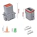 MUYI 5 Kit 8 Pin Way DT Series Connector Gray Receptacle IP67 Waterproof Heavy Duty 14-18 AWG 13 Amps Continuous DT04-8P DT06-8S w/Wedge Lock W8P W8S (5 Kits, 8 Pin)