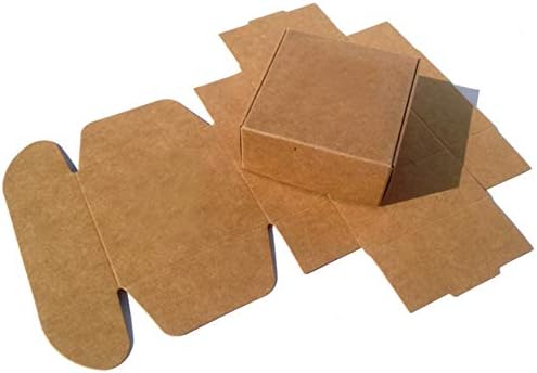 Square Boxes Fast Corrugated Cardboard Mailers, Small Brown Kraft Mailing Boxes (Pack of 50) for Jewelry Pearl Candy Handmade Soap Packing Box Eco-Friendly Recyclable (Brown 4.3x2.3x0.78 inch)