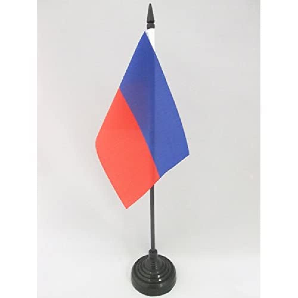 AZ FLAG - Haiti Civil Table Flag 4'' x 6'' - Haitian Office Mini Banner 100% Polyester 15 x 10 cm - Mini Desk Flag with 10'' Pole and Black Plastic Base — image 1