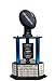 TrophySmack Fantasy Football Trophy - 19-Year Perpetual – 26” Customizable Championship Award with Free Engravings (Black Football | Blue Metal Columns)