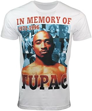 FLEA ALLEY Mens Vintage Hip Hop Printed T-Shirts Memory Of Tupac(M, White)