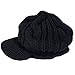 Locomo Men Women Boy Girl Slouchy Cabled Pattern Knit Beanie Crochet Rib Hat Brim Newsboy Cap Warm FAF026BLK Black by Locomo Hats