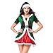 Quesera Women's Santa Helper Costume Adult Christmas Honey Elf Halloween Outfits, Green1, Tag Size L=US Size Medium