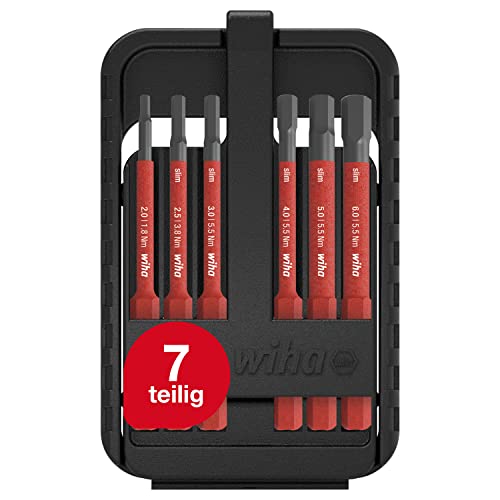 Wiha Bitset slimBit electric für Elektriker I Sechskant 7 teilig mit Bit-Box I VDE geprüfter Bit Satz für Profis (43156)