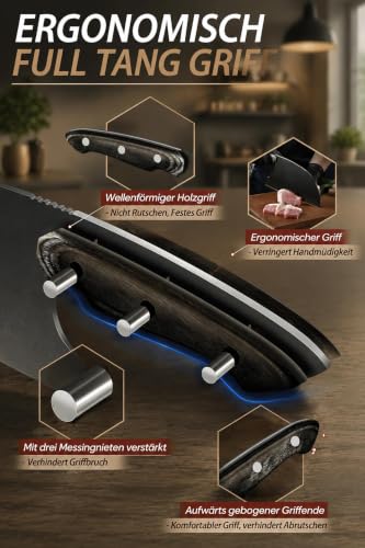 Dream Reach Kitchen Knives, Chef Knife Set 6 Pieces Stainless Steel with a Sharpener and Case for Meat, Vegetables, Barbecue and Outdoor