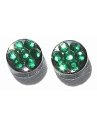 4 Fila Verde Esmeralda Crystal Bling Rhinestone Sparkle metal License Plate Frame & 2 Caps