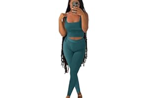ZFLM Casual Workout Sets Two Piece Outfits for Women Ribbed Crop Tank Top High Waist Yoga Leggings Active Wear