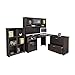 Cabot Corner Desk with Hutch, Lateral File Cabinet and 6 Cube Bookcase