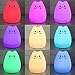 Elfeland Children Night Light LED Cute Silicone Cat Lamp 12+1 Colors/6 Lighting Modes/USB Rechargeable/Timing Off Remote&Tap Control Night Light for Kids Nursery Baby Bedroom Living Room Birthday Gift