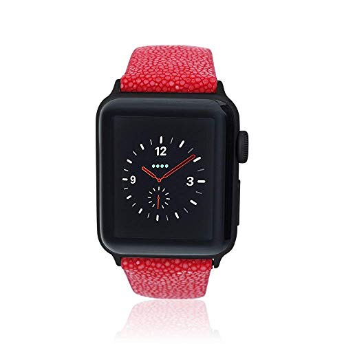 fitjewels for Apple Watch Band 38/40mm - Stingray - Red/Black - Black Adapter Clasp- Leather iwatch Strap Replacement Band with Butterfly Clasp for Apple WatchSeries 4 Series 3 Series 2 Series 1