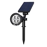 Solar Landscape Lights, Holan 4 LED Solar Spotlight Path Lights Security Lights with Automatic On/Off Sensor for Patio Deck Yard Garden Driveway Pool Area