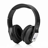 Rhorawill Wireless Bluetooth Over The Ear Foldable Headphones | Adjustable Size, Noise Cancelling Ear Cups, Built-In Mic & AUX | Crystal Clear Audio Sounds & Calls | For Running, Sports, Work & More