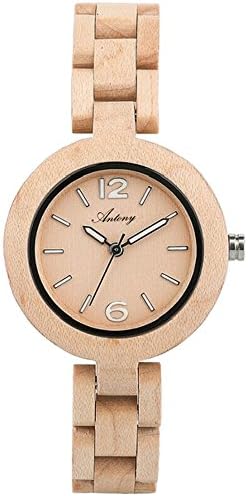 Amassan Natural Handmade Wooden Watches Women Fashion Antique Wood Watch Analog Quartz Wristwatch