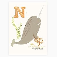 Sea Urchin Studio - N is for Narwhal - ABC Alphabet Wall Art for Kids